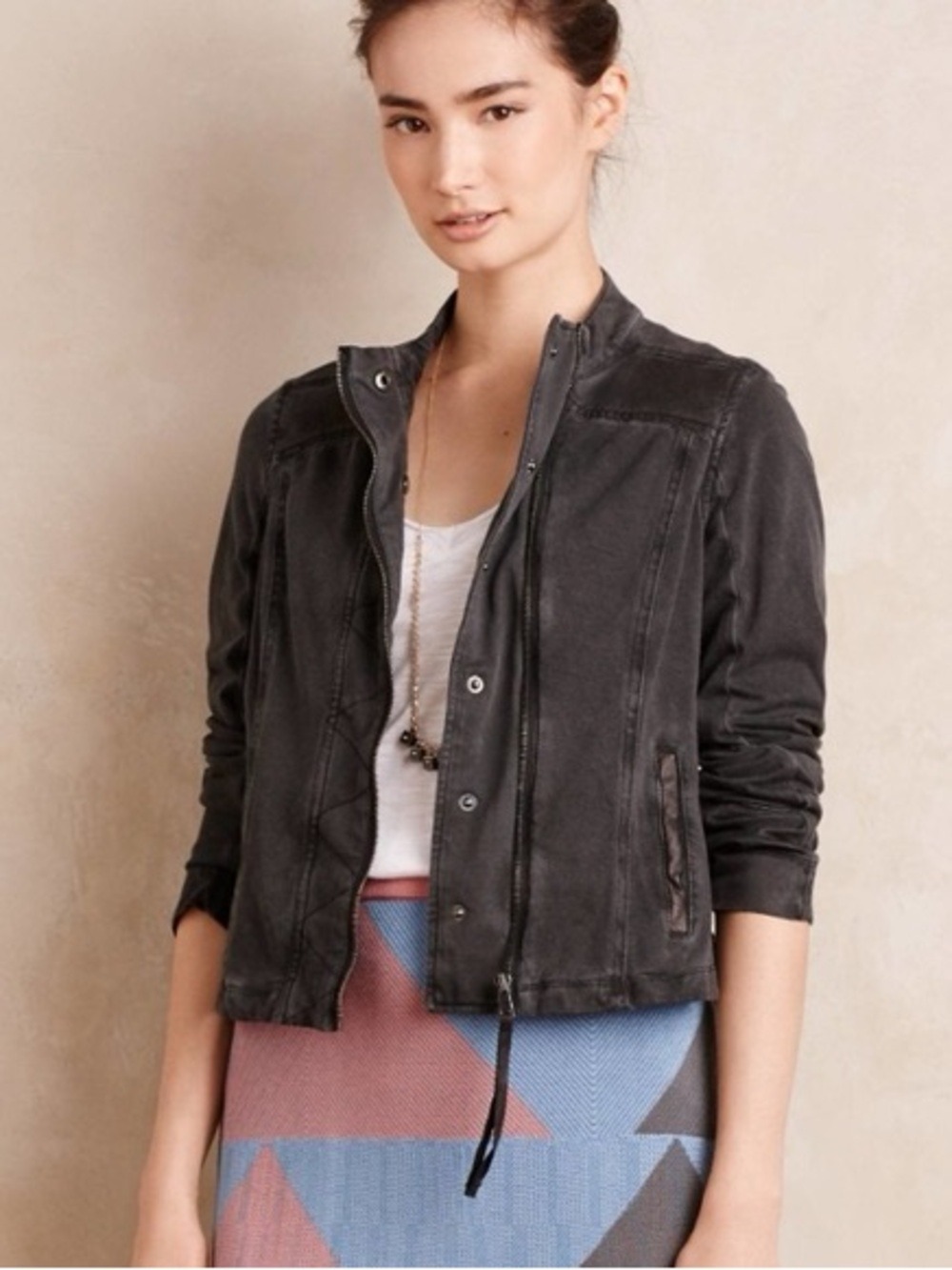 Anthropologie Marrakech Harlow Moto Faded Black Jacket, size M